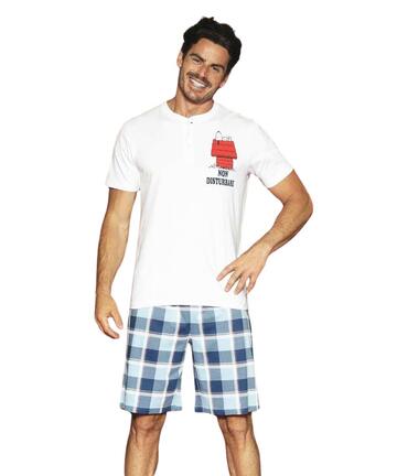 Pigiama uomo a manica corta in jersey di cotone Sabor Snoopy PNM4509 - SITE_NAME_SEO